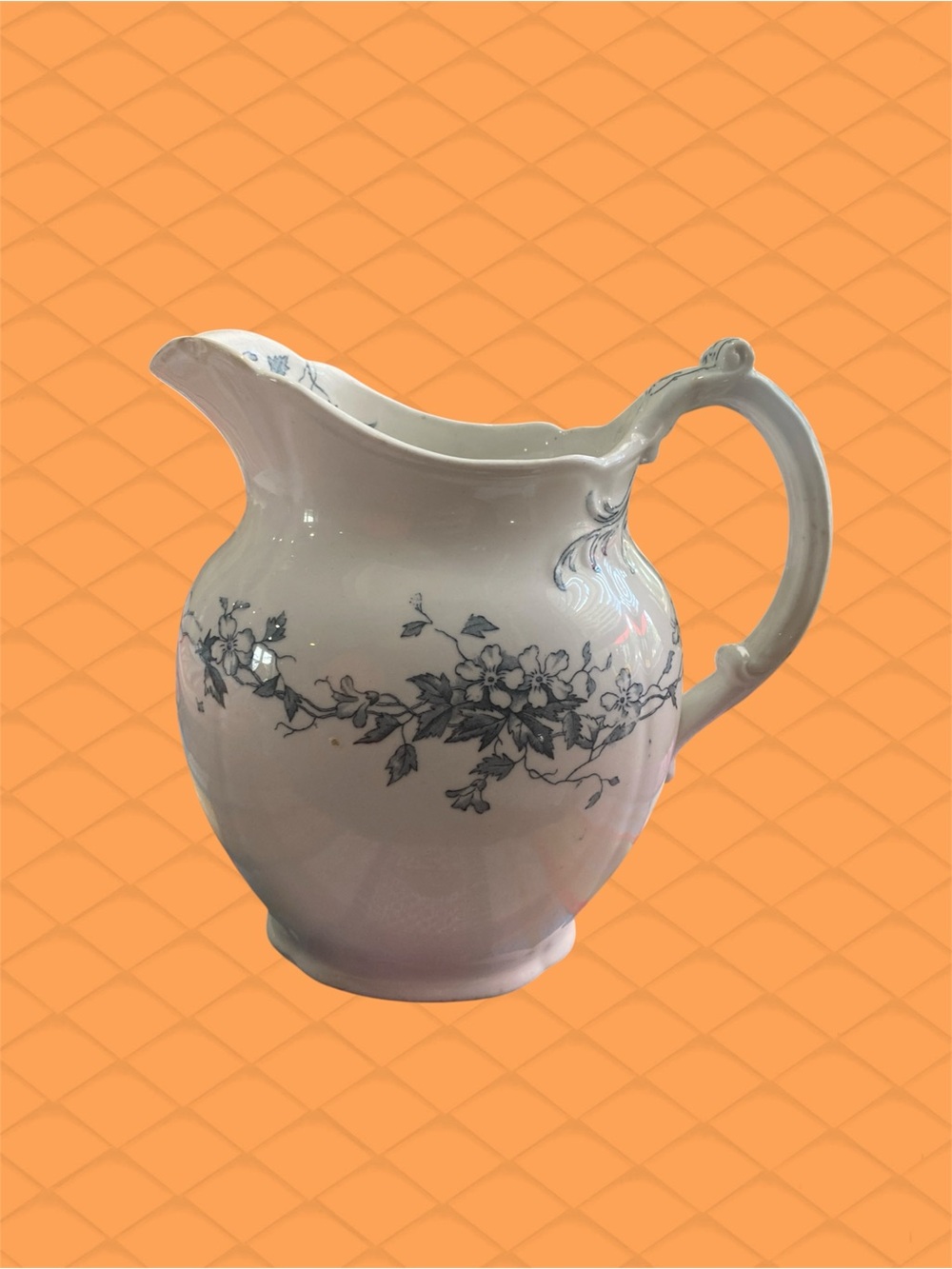 Royal Dalton T.& R. Boote Pitcher-7”. Blue Floral transfer inside & outside.